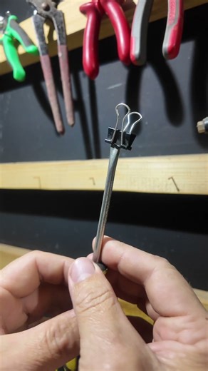 A binder clip is handy in the workshop and garage.