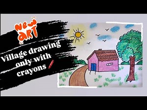 Easy drawing of nature by using only crayons