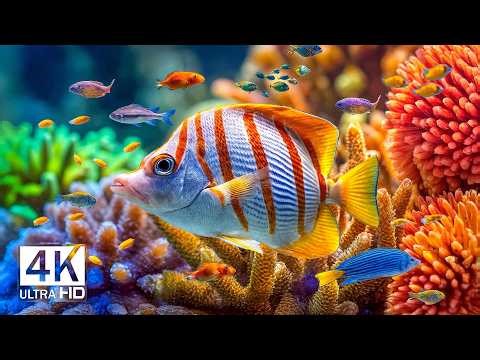 Amazing 4K Ocean World – Watch Tropical Fish 🐟 among Living Coral Reefs with Soft Music