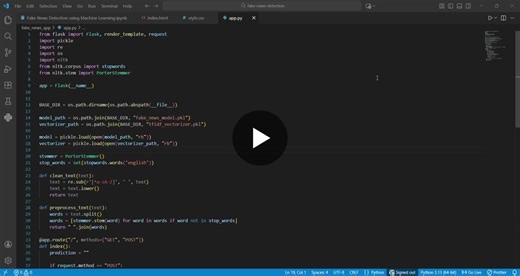 #ai #machinelearning #nlp #python #flask #webdev #fakenewsdetection #studentproject | Indunil Udayanga