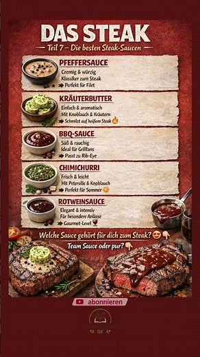Die besten Steak-Saucen 🥩🔥 – Diese 5 machen dein Steak perfekt!
