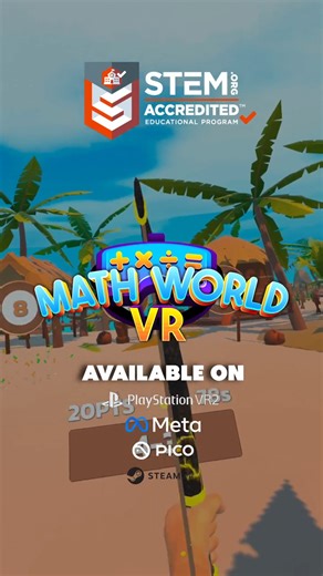 Solve math problems & train your brain in simple math arithmetic in a fun way! 12 fun mini games to choose from in this STEM Accredited game! 💡 - Math World VR is available on PSVR2, Meta Quest, PICO, and SteamVR 🎮 . . . . . . . #vr #virtualreality #pico #pico4 #piconeo3 #pico3 #math #mathworldvr #mathgames #educationalgames #education #mathgames #stem #stemaccredited #stemgame #picoxr #meta #metaquest #metaquest2 #oculus #oculusquest #oculusquest2 #sidequestvr #sony #playstation5 #psvr2 #play