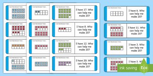 Partitioning 20 with Ten-Frames Loop Cards