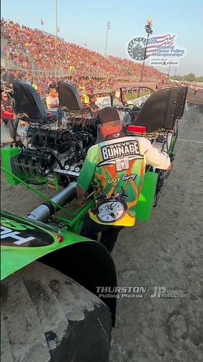 The "Takes A Lickin" Modified Tractor starting up at the 2025 National Tractor Pulling Championships