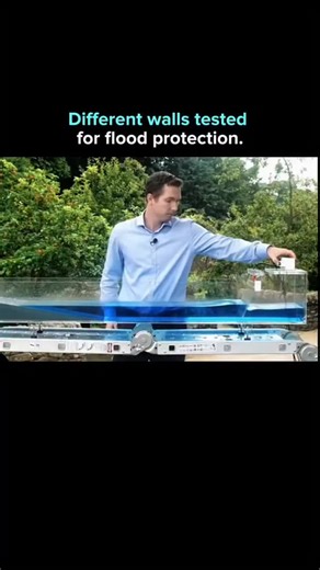 Explain on Instagram: "This wave tank demonstration shows how coastal defenses actually behave when waves and storm surges hit, not in theory, but in controlled testing. Different designs beach profiles, vertical and curved sea walls, sloped revetments, rock armour, and submerged breakwaters are exposed to identical wave and tide conditions. The result is measured overtopping. In other words, how much water still gets through. Follow for daily breakthroughs at the intersection of AI and technolo