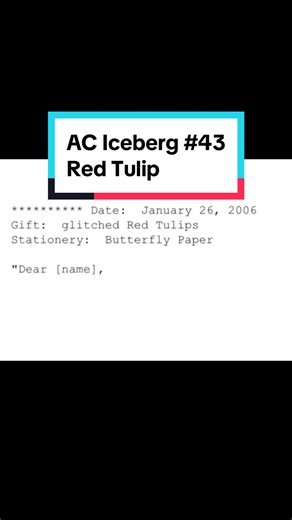A real Animal Crossing glitch was so serious Nintendo had to warn players. This is the Red Tulip Incident 🌷 Iceberg by u/usernamesforusername on Reddit Red Tulip footage by Hunter R on YouTube #acnh #animalcrossing #iceberg #redtulip #foryou