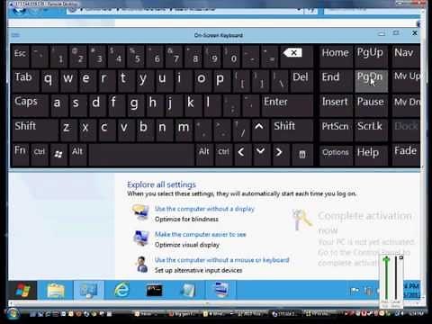 How to turn on the on screen keyboard in Windows Server 2012