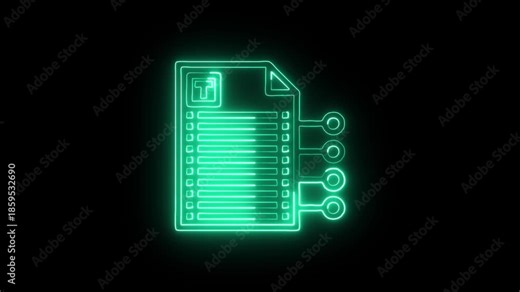 Writing Icon Animation with Glowing Lines on Black Background