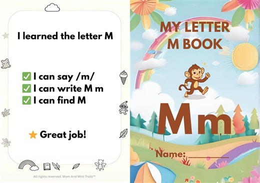 Letter M Mini Book | Preschool Phonics Worksheet (PDF Download) - Etsy