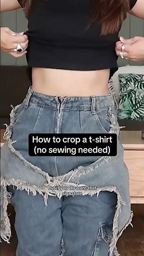 How to Crop a T-Shirt in Seconds – No Sewing Needed! ✂️ #nosew
