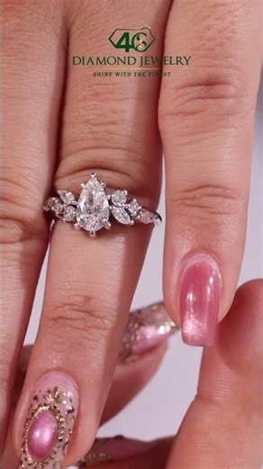 Pear Diamond Cluster Engagement Ring 💎 Sparkling Elegance3