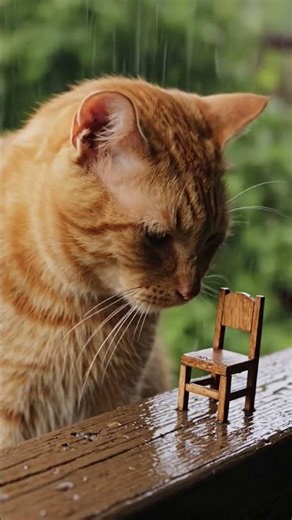 Squirrel Tail Cat is sad it's raining 😿#cat #squirreltailcat