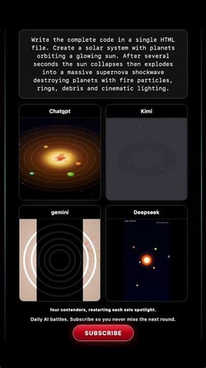 ChatGPT vs Kimi vs Gemini vs DeepSeek: Supernova Solar System #aicoding #chatgpt