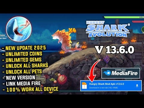 Hungry Shark Evolution Mod Apk V13.6.0 Terbaru 2025 - Unlimited Money & Unlock All Shark
