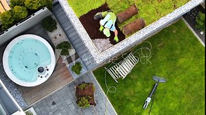 Gardener Checking on a Sedum Living Roof