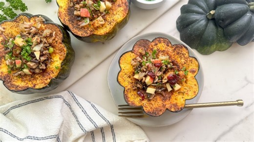 Vegetarian Sausage-Stuffed Acorn Squash Recipe