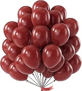 PartyWoo Burgundy Balloons 101pcs 12 Inch Dark Red Maroon Ruby Red Latex Helium Balloons for Graduation Valentine's Day Wedding Anniversary Casino Citizenship Christmas Party Decorations Red-Y75