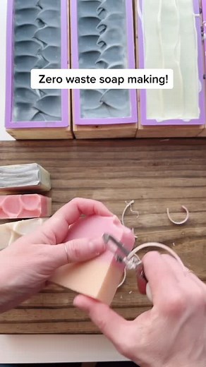 This is how I use my scraps from beveling my soap bars! #learnontiktok #tiktokpartner #soapmaking #zerowaste