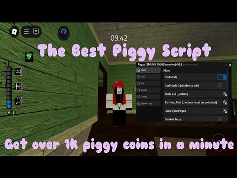 Roblox Piggy Script auto farm 1k Per Minute and Best Tools Gui Veno Hub V1.8
