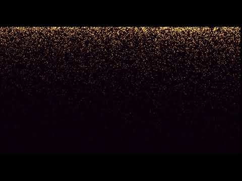Falling gold particles on a dark background, golden rain. Video background. Beautiful screensaver.