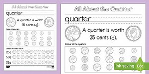All About the Quarter Canadian Money Worksheet