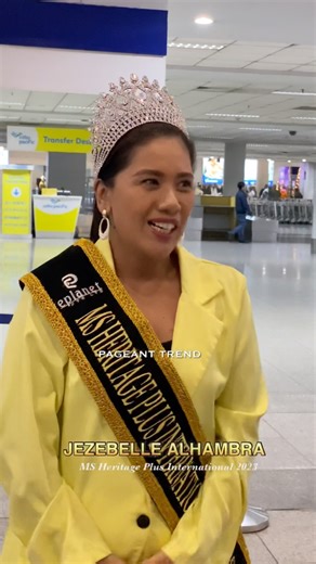 14K views · 22 reactions | Fresh from Thailand, she just landed at NAIA Terminal 3 wearing the sash and coveted crown of MS Heritage Plus International 2023 Jezebelle Alhambra from the Philippines. Welcome Home and Congratulations | Pageant Trend | Facebook