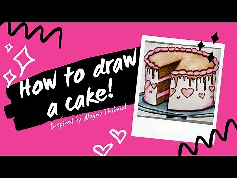 How to draw and color a Wayne Thiebaud inspired cake for kids