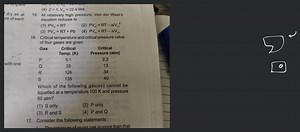 Critical temperature and critical pressure value of four gases ... | Filo