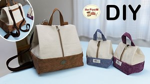 How to make a cute backpack with step by step. Material : Outer / Cotton Muslin - 89 x 21 cm (35” x21”) 1 pc Outer / Cotton Canvas - 46 x 38 cm (18 1/8”) 1 pc - 23 x 8 cm (9” x 3 1/8”) 1 pc - 10 x 5 cm (4” x 2”) 4 pcs - 16 x 38 cm (6 ¼” x 14 7/8”) 1 pc Lining / Cotton fabric - 89 x 21 cm (35” x21”) 1 pc - 46 x 38 cm (18 1/8”) 1 pc - 27 x 20 cm (10 5/8” x 7 7/8”) 1 pc - 27 x 32 cm (10 5/8” x 12 ½”) 1 pc - 27 x 12 cm (10 5/8” x 4 ¾”) 1 pc - 7 x 28 cm (2 ¾” x 11”) 1 pc Vilene fusible Interfacing - 