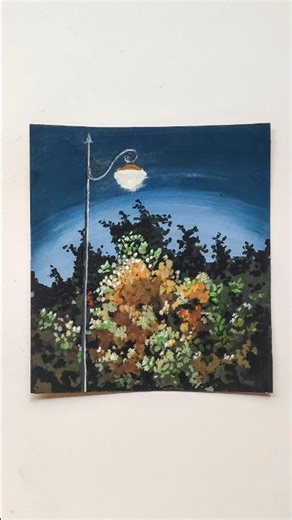 Street lamp Inspired by Guans_art 🎨 #art #painting #landscape #gouache #nightpainting