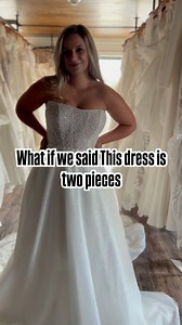 We love a good over skirt! This dress is two looks in one! ✨👏🏻👀💍 #overskirt #weddingdress #shortweddingdress #weddingdressoverskirt #weddinginspo #bride #bridalshop | Wild Rose Bridal Effingham