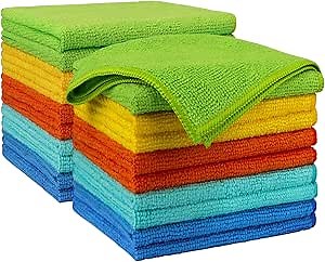 AIDEA Microfiber Cleaning Cloth 20PK, Microfiber Towels for Cars, Dusting Cloth Cleaning Rags for SUVs, House, Kitchen, Window, Workshops, Cleaning Supplies 12"×12"