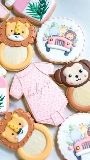 Laura Luk | Atlanta Custom Cookies on Instagram: "A peak inside how I created this set of custom cookies: safari baby shower theme! 🦁🐵 #royalicingcookies #decoratedcookies #cookiedecorating #atlantacustomcookies #atlantacookies"