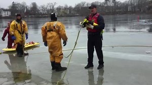 29 reactions | Ice Rescue Training: Group 3 conducts ice rescue training with new Marsars Water Rescue Systems, Inc ice rescue sled #EveryDayIsTrainingDay [Video of firefighters dressed in cold water rescue suits getting instructions for mock ice rescue.] | Framingham Fire Department | Facebook