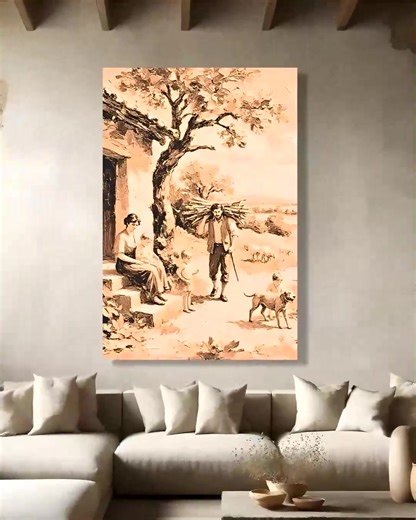 www.etsy.com/listing/4411385761/rustic-country-family-scene-matte-canv...