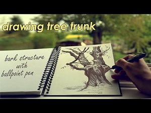 Baum zeichnen mit Kugelschreiber | Stamm Struktur Äste