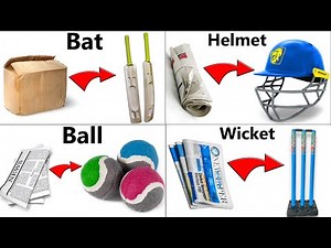4 easy homemade cricket kits | cricket bat, ball, wicket, helmet making at home easy |