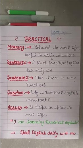 DAY 15/New english word: PRACTICAL/ meaning & sentence/Daily write with me
