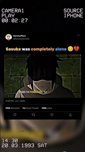 Sasuke was completely alone 😔💔.....