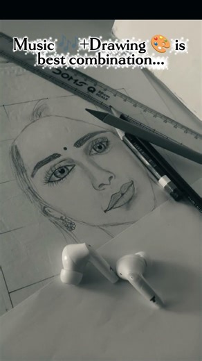 Music 🎶 + Drawing 🎨 ... The Perfect Creative Combination... ✨ Pencil Sketch Art...