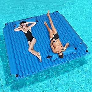 Amazon.com: Inflatable Pool Floats Adult, 72x72 Inch Tanning Pool Lounger with Headrest and Cup Holder, Tanning Bed Floating Mat Raft for Backyard Swimming Pool Party : Toys & Games