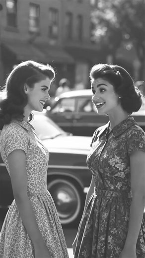 1950s Best Friends Chatting on the Street #vintage #retroamerica #retrofashion