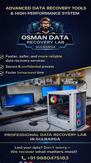 🚀 New Advanced Setup Installed!Faster & Secure Data Recovery 💻📍 Osman Data Recovery Lab, Gulbarga