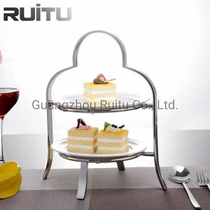 [Hot Item] Porcelain Cake Cupcake Display Stand for Party Wedding Afternoon High Tea Dessert Plate 2 Tier Ceramic Cake Stand