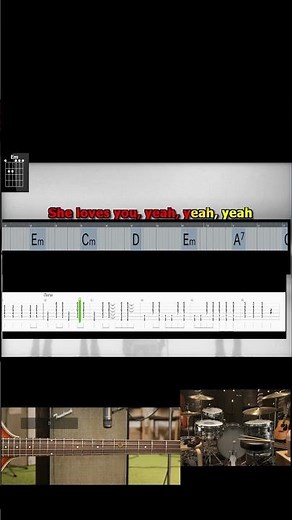 She loves you Beatles drum and bass lyrics chords tabs version 2025