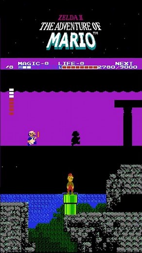 Zelda 2: The Adventure of Mario (NES ROM Hack) - Shadow Mario No Damage