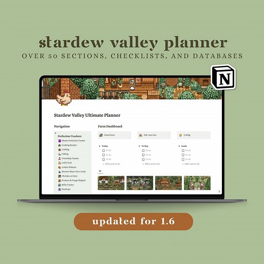 Stardew Valley V1.6  Notion Planner, 1000 Items, 50  Sections, Digital Perfection Tracker, Season Guide, Checklists, Quests, Bundles - Etsy