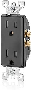 Leviton 15 Amp Decora Tamper-Resistant Duplex Electrical Wall Outlet, T5325-E, Black - Electrical Outlets - Amazon.com