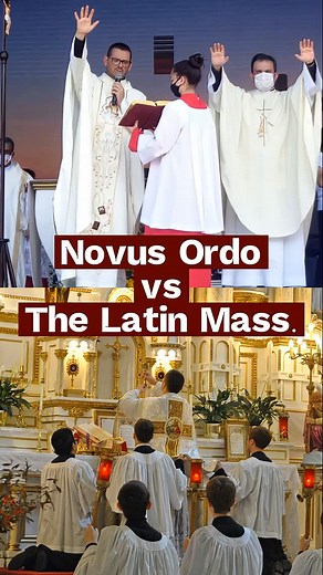 Catholic Voices & Prayers on Instagram: "What is the difference between the Novus Ordo Mass and the Traditional Latin (Tridentine) Mass? Are both valid—and if so, why do so many Catholics prefer the Latin Mass? This video explains the origins of both forms of the Roman Rite, how they differ in structure, language, orientation, and emphasis, and why the Latin Mass is often seen as the stronger safeguard of reverence, doctrine, and continuity with the Church’s history. Learn how the Tridentine Mas