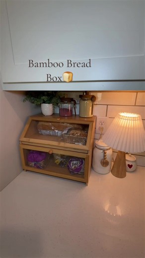 Bamboo Bread Box with Two Shelves — Easy-Open, See-Through Doors